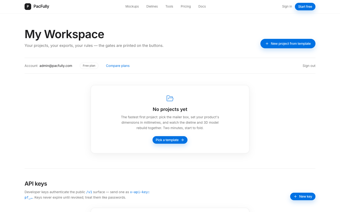 Dashboard listing cloud-saved projects